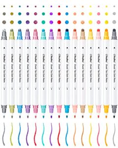 ohuhu dual tip dot markers: 15 colors dot marker pens (fine & dot) for kids adults water-based ink metallic & regular colors dot pens for journaling scrapbooking diy highlighting drawing markers