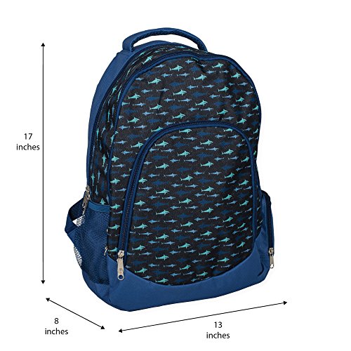 Reinforced and Water Resistant Padded Laptop School Backpack (Shark Ocean Blue)