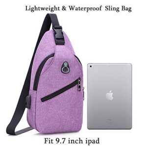 Crossbody Sling Backpack Sling Bag with USB Cable Travel Hiking Chest Bag Daypack for Women Men