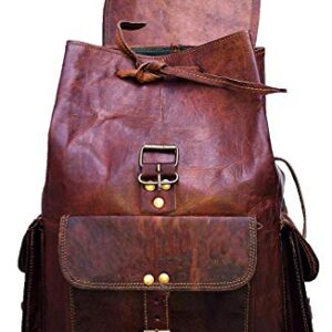 jaald 18" Leather Backpack Travel rucksack knapsack daypack Bag for men women