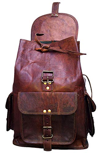 jaald 18" Leather Backpack Travel rucksack knapsack daypack Bag for men women