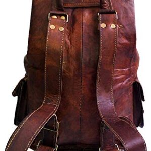 jaald 18" Leather Backpack Travel rucksack knapsack daypack Bag for men women