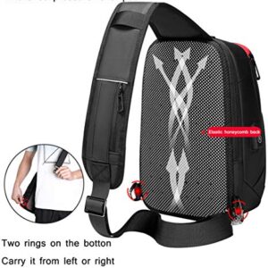 Q QICHUANG Men’s Sling Bag, Crossbody Nylon Shoulder Backpack with USB Charging Port, Vintage Chest Bag Gift for Men (black)