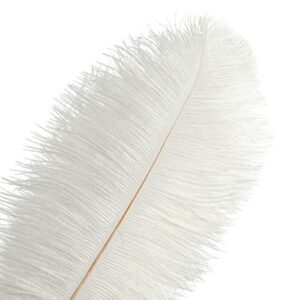 piokio 20 pcs white ostrich feathers plumes 10-12 inch(25-30 cm) bulk for diy christmas decorations, wedding party centerpieces, gatsby decorations