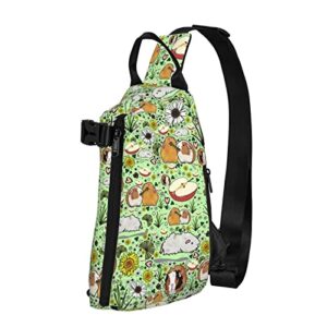 guinea pig sling bag, crossbody sling backpack shoulder chest bag for women men, travel hiking daypack