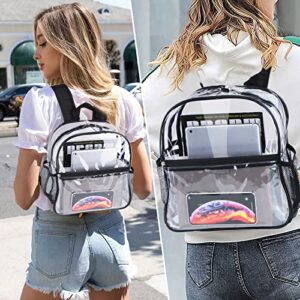 2 Pieces Clear Mini Backpack Stadium Approved 12x12x6 Stadium Backpack with 2 Water Holders Heavy Duty Clear Bookbag See Through Transparent Backpack for Concert Work Sport Games Festival Venues