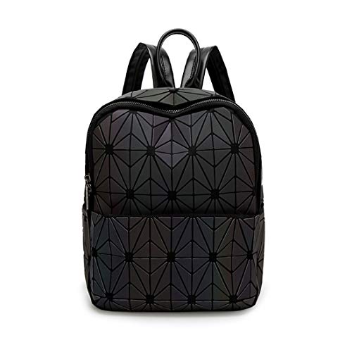 Orita Geometric Backpack Luminous Holographic Backpacks Lattice Design Travel Shoulder Bag Flower Geometric