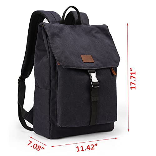 XINCADA Canvas Laptop Backpack Travel Backpack Rucksack for Men Women School College Bookbag Fits 15.6" Laptop Vintage Backpacks Daypack for Traveling Work School, Blue black