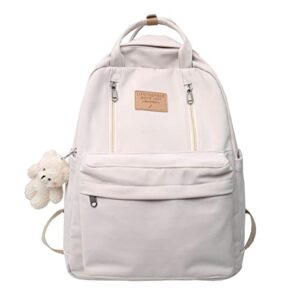 gaxos cute backpack for school white preppy bookbags for teen girls travel aesthetic backpack women