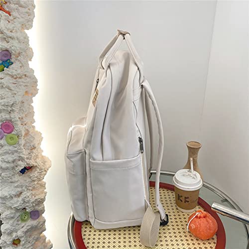 GAXOS Cute Backpack for School White Preppy Bookbags for Teen Girls Travel Aesthetic Backpack Women