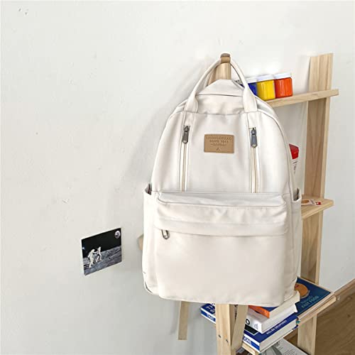 GAXOS Cute Backpack for School White Preppy Bookbags for Teen Girls Travel Aesthetic Backpack Women