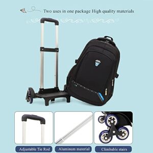 LANSHIYA Solid Color Rolling Backpack for Kids Teen Laptop Bag With Wheels Boys Travel Bag School Bag