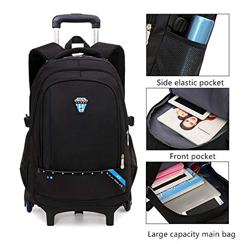 LANSHIYA Solid Color Rolling Backpack for Kids Teen Laptop Bag With Wheels Boys Travel Bag School Bag