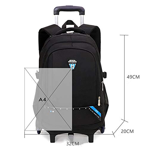 LANSHIYA Solid Color Rolling Backpack for Kids Teen Laptop Bag With Wheels Boys Travel Bag School Bag