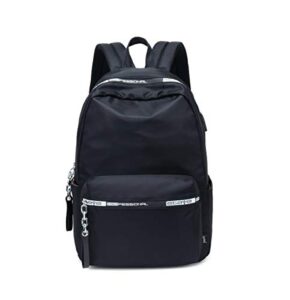 acmebon girl college backpack classic solid color backpack simple casual bag black