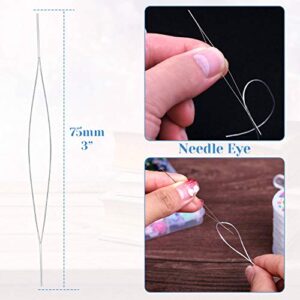 Stretchy String for Bracelets, Anezus Elastic String Jewelry Bead Cord with 2pcs Large Eye Beading Needles for Seed Beads, Pony Beads, Bracelets and Jewelry Making