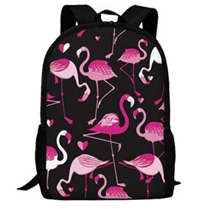 eounmsu big capacity backpack for kids teens adults,pink flamingo animal 17” casual laptop bag bookbag with padded back,cartoon backpacks for travel picnic hiking camping daypack