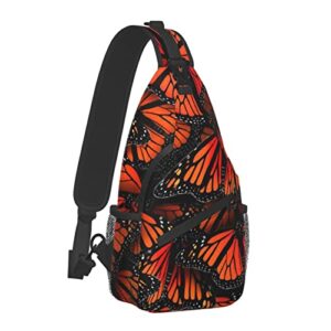 hicyyu monarch butterflies outdoor crossbody shoulder bag for unisex young adult hiking sling backpack