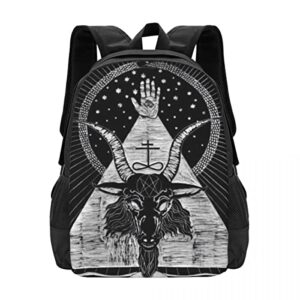 amrandom pentagram demon satanic goat head travel backpack for school water resistant bookbag