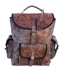 challenger full grain dark brown leather backpack multipurpose travel bag 18aa07lb