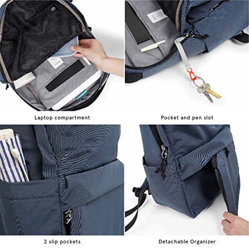 Hellolulu KIIRA 2 in 1 Daypack Full Width Detachable Organizer Fits Up To 13" Laptop, Fashion Water Repellent Multiple Pockets Backpack, For Travel School And Everyday Use, Blue Gray