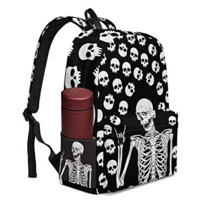 Skull School Backpack Lightweight Cute Kids Backpack Classic Daypack for Teen Boys Girls High School Student, 17 Inch