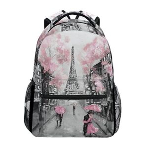 tropicallife pink cherry blossom paris eiffel tower backpacks bookbag shoulder school computer hiking gym travel casual travel daypack