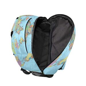 AUUXVA Backpacks Globe World Map School Bag Student Bookbag Adjustable Shoulder Bags Laptop Rucksack Travel Hiking Camping Daypack for Teens Girls Boys Women Men