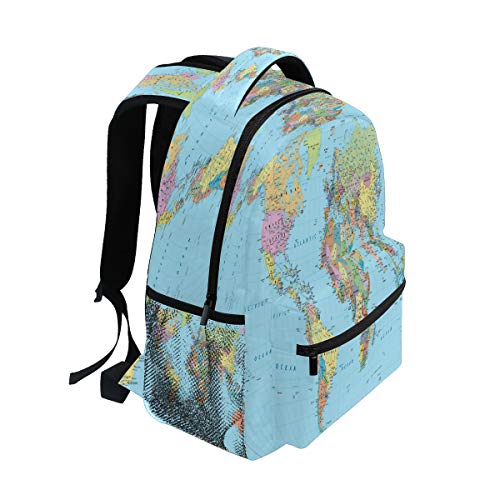 AUUXVA Backpacks Globe World Map School Bag Student Bookbag Adjustable Shoulder Bags Laptop Rucksack Travel Hiking Camping Daypack for Teens Girls Boys Women Men