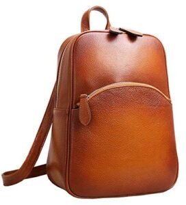 heshe genuine leather backpack purse for women fashion multipurpose travel ladies purses casual daypack(sorrel)