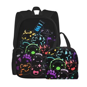 casual 2 pieces backpack set, slime ran-cher school bookbag travel bag with lunch tote