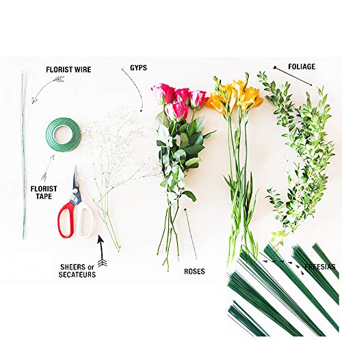 200 PCS Floral Stem Wire Flower Arrangements and DIY Crafts,Dark Green,Floral Wire for Florist Flower Arrangement 16 Inches