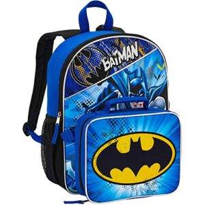 Batman Backpack and Lunch Box Set for Boys Kids ~ 3 Pc Bundle With Deluxe 16" Batman Backpack, Detachable Insulated Lunch Bag, And Stickers (Batman School Supplies Bundle)