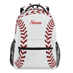 oarencol custom baseball backpack softball white print personalized your name text bookbag school travel college shoulder bag for girls boys