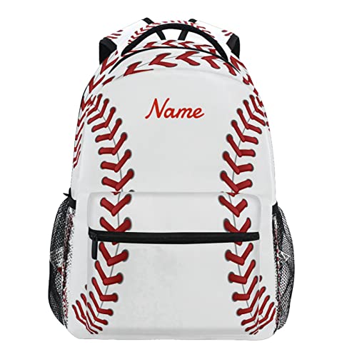 Oarencol Custom Baseball Backpack Softball White Print Personalized Your Name Text Bookbag School Travel College Shoulder Bag for Girls Boys