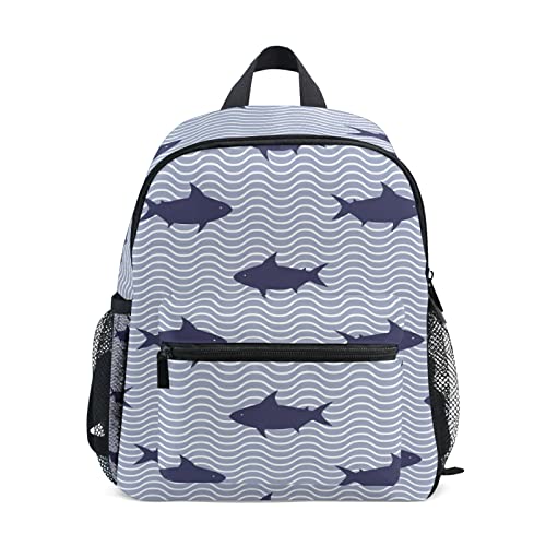 GEDAKO Kids Backpack School Bookbag Rucksuck Color for Toddler Elementary Boy Girls Students Age 3-7 (Stripes Waves Sharks)…