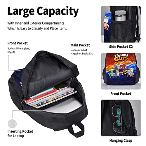 Stumble Guys Backpack Set With School Bookbag Lunch Bag Pencil Case