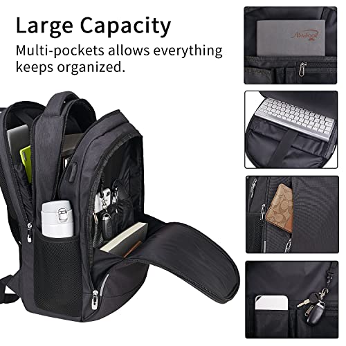 CANWAY Laptop Backpack for Men and Women - Travel Backpack with USB Charging Port Anti Theft Business School College Backpack Bookbags Fit 15.6 Inch Laptops and Notebook, Water Resistant - Black