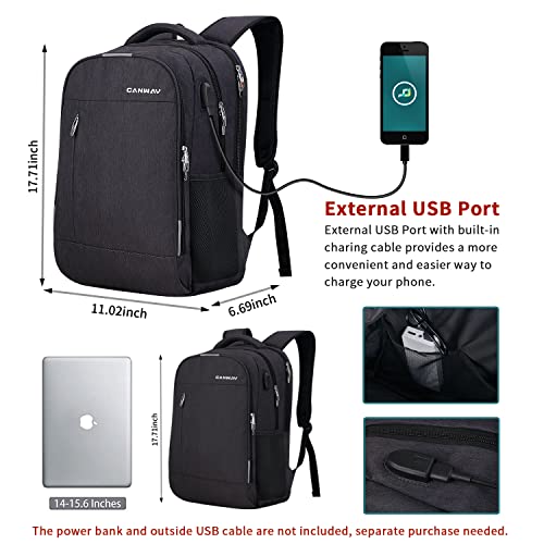 CANWAY Laptop Backpack for Men and Women - Travel Backpack with USB Charging Port Anti Theft Business School College Backpack Bookbags Fit 15.6 Inch Laptops and Notebook, Water Resistant - Black