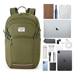 EVER ADVANCED Work School Backpack for College High School Students, Travel Laptop Backpack for Women Men with Luggage Sleeve, Fit 15.6Inch Laptop, Water Resistant Bookbag Carry on BagPack, Army Green
