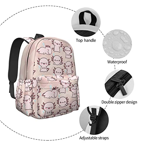 Axolotl Pattern Backpack Lightweight For Teens Boys Girls Backpacks Bookbags Daypack