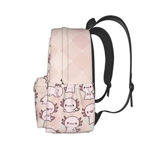 Axolotl Pattern Backpack Lightweight For Teens Boys Girls Backpacks Bookbags Daypack