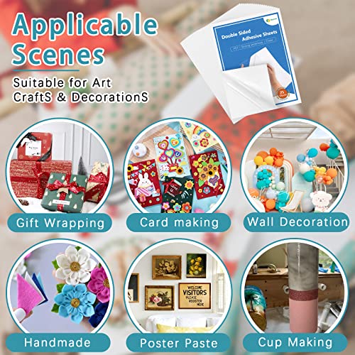 Double Sided Adhesive Sheets for Arts Craft Scrapbooking Photo Albums Home Decorative 25Pcs, 8.3 x 11.7 Inch