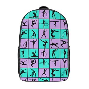 gymnastics lovers backpack for books pencil box laptop – adjustable gymnast print backpack travel daypack gift