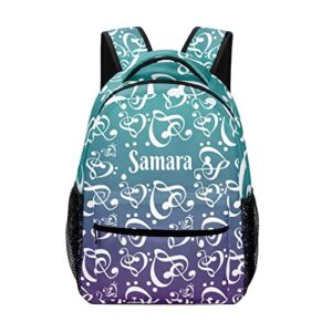eiis purple teal clef hearts music notes personalized school backpack for teen kid-boy /girl primary daypack travel bookbag