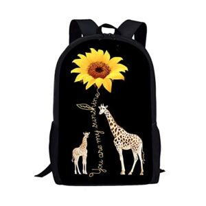 hellhero sunflower giraffe backpack for teen boys girls bookbag elementary middle primary school bags travel shoulder rucksack daypack college bookbag satchel