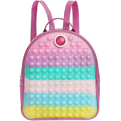 VERPALACE Fluorescent Fidget Toy Pop Backpack for Girls Birthday Gift Fidget Backpack for Kids with LED Lights Stress Relief ,Suitable for Button Cell Ithium Cell CR1220 3V (Batteries not Included)