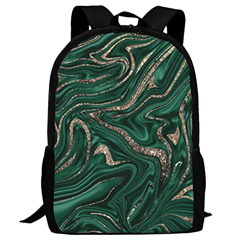 Emerald Green Marble Casual Light And Durable Large Capacity Backpack For Adults Teenagers