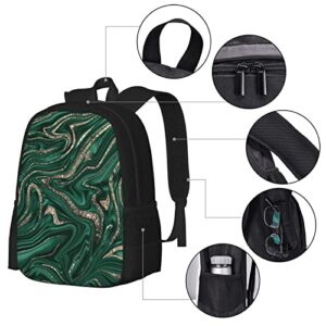 Emerald Green Marble Casual Light And Durable Large Capacity Backpack For Adults Teenagers