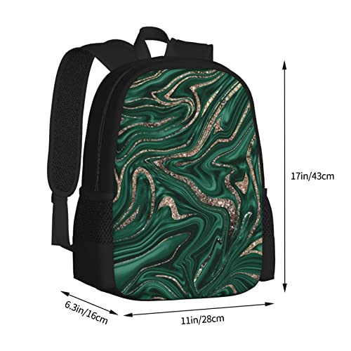 Emerald Green Marble Casual Light And Durable Large Capacity Backpack For Adults Teenagers